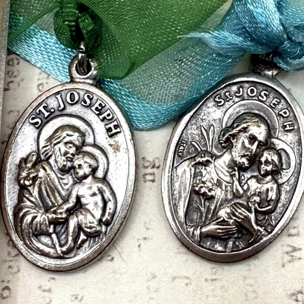 Lot Religious Silver Pendants Saint Joseph